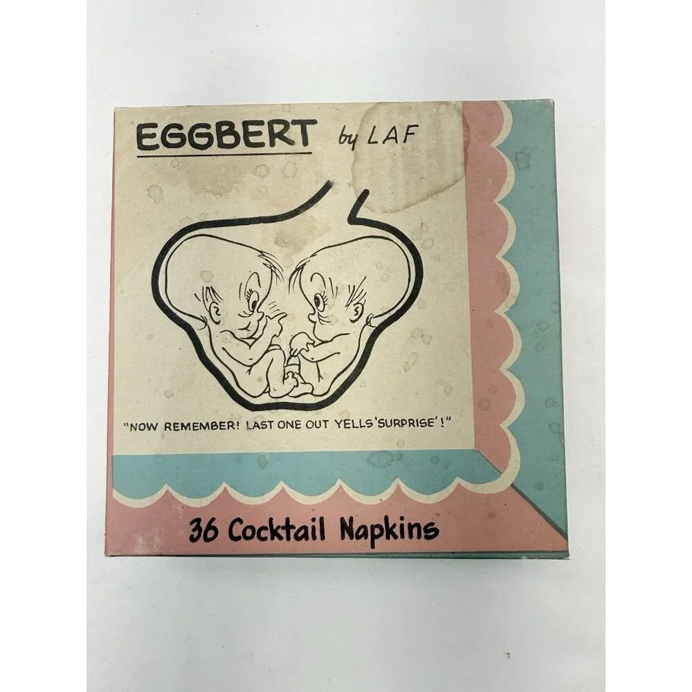Vintage 1959 Eggbert  LAF Cartoon Cocktail Napkins Complete Set In Original Box